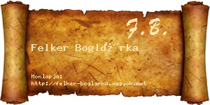 Felker Boglárka névjegykártya
